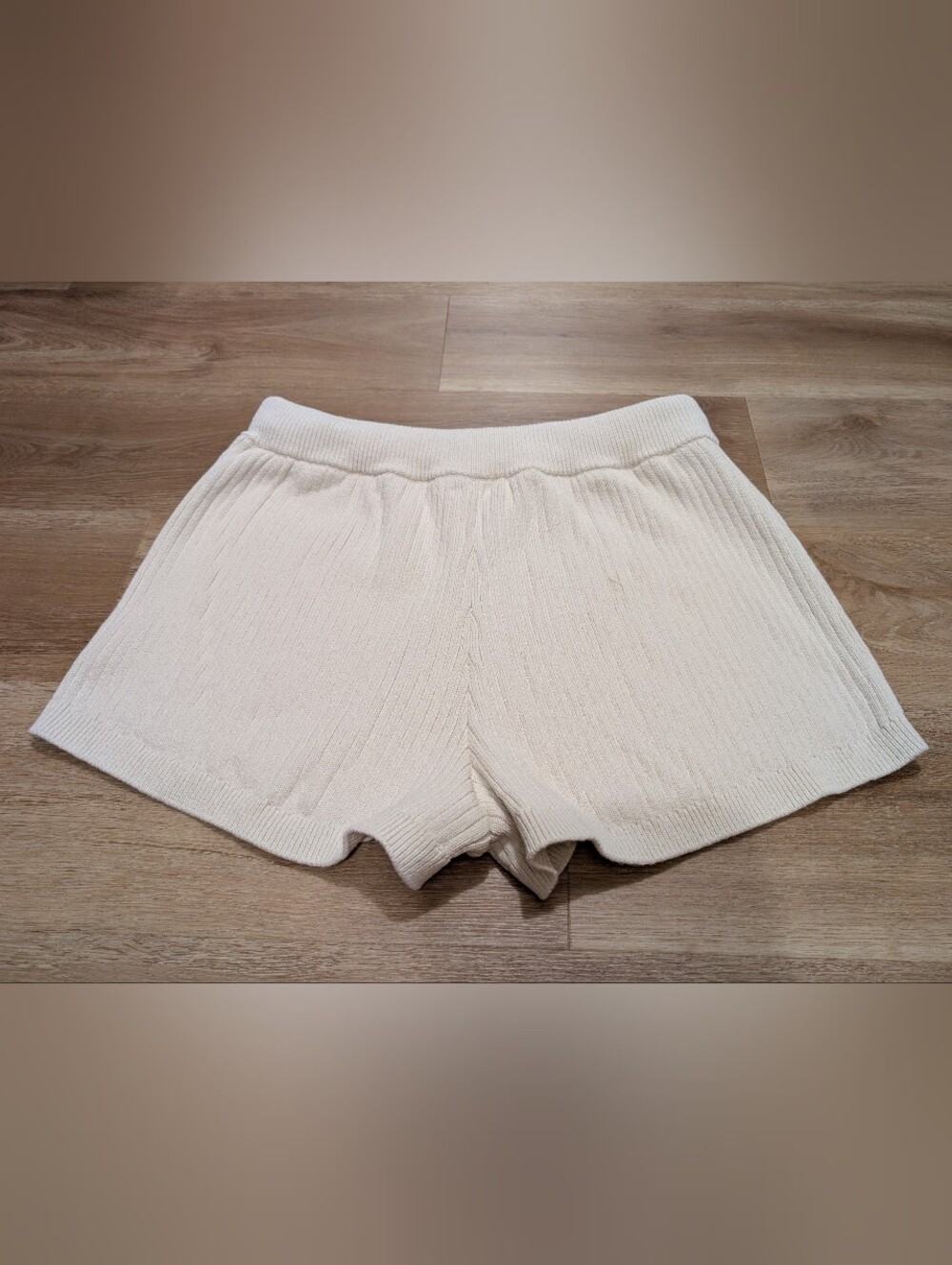 Reformation Cream Ribbed Drawstring Shorts - Picture 2 of 4